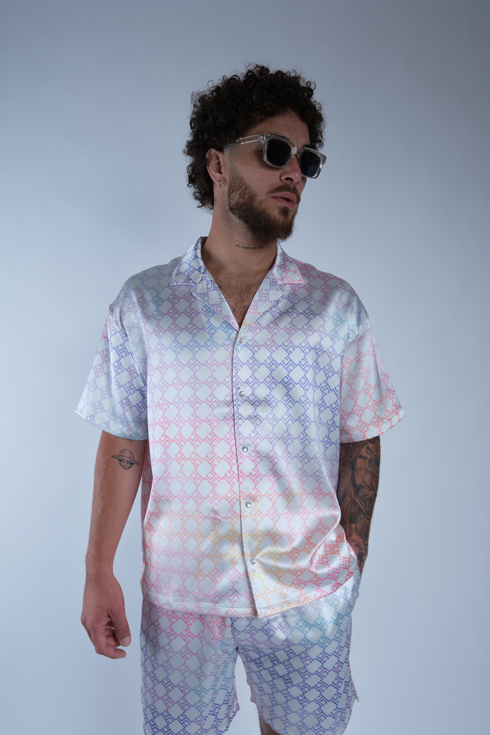 Grossista HORSPIST - Camicia Catane Monogramma Bianco Multicolore