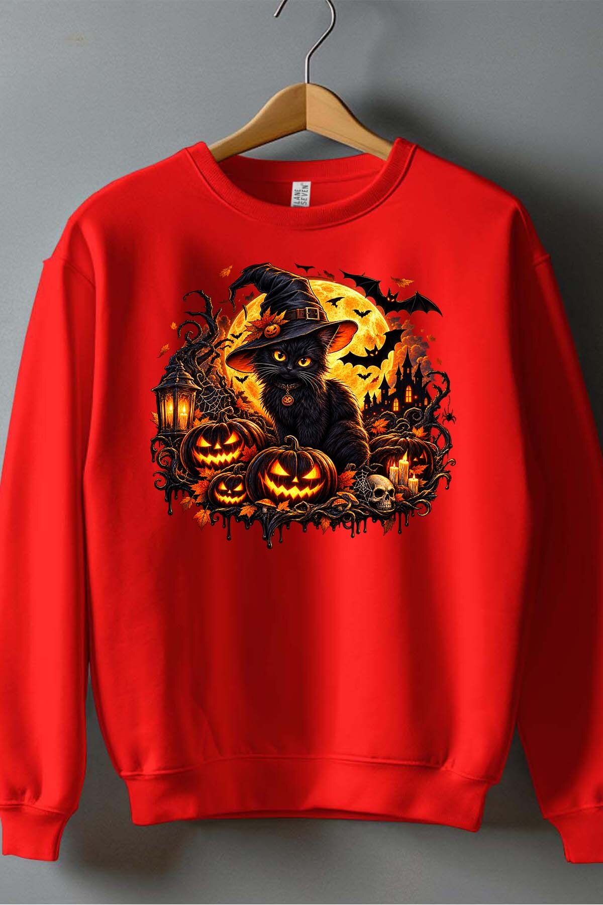 Grossiste I.A.L.D FRANCE - Witch cat halloween - Sweat Col Rond Homme
