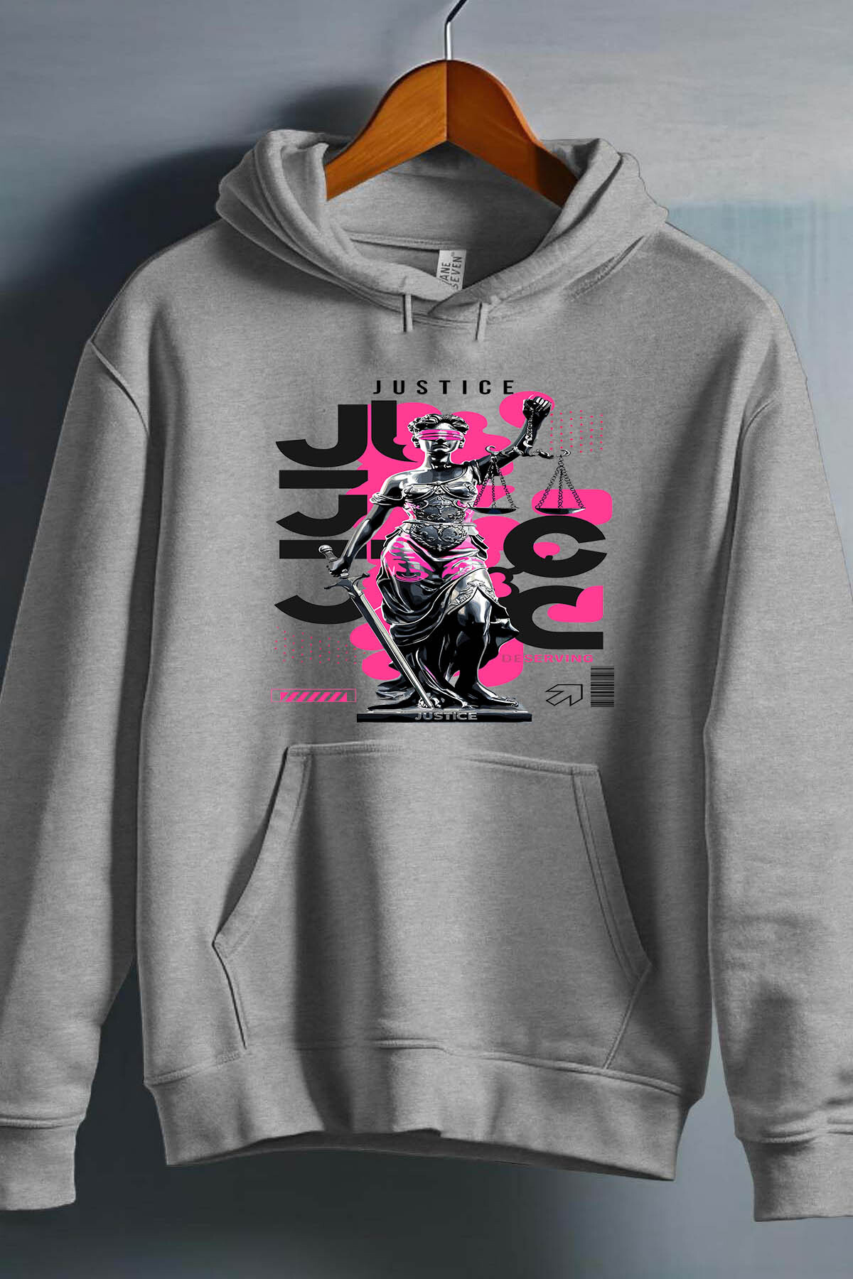 Gerechtigkeit verdient - Mann Hood Sweatshirt - Grau - 1 - Großformat