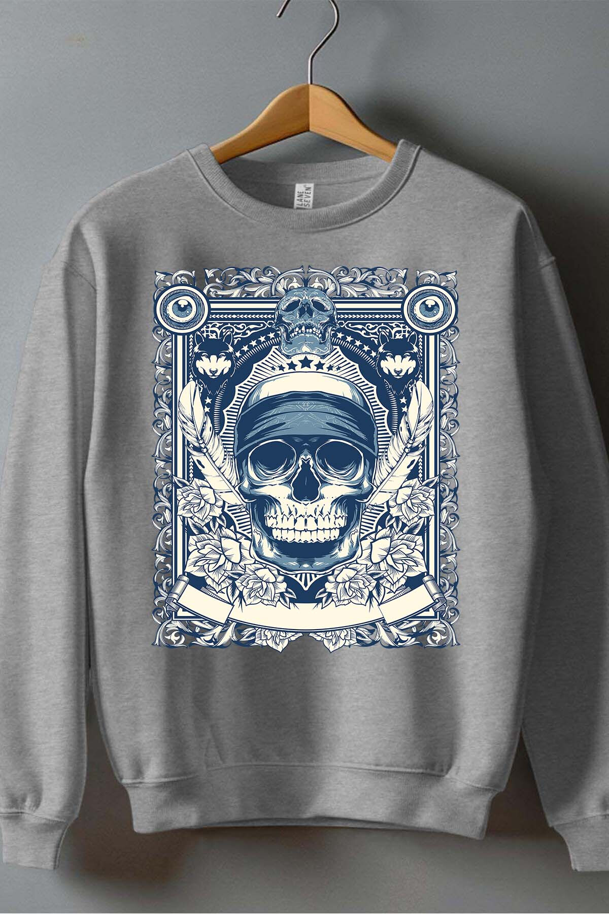Großhändler I.A.L.D FRANCE - Schädel & Federn - Rundhals-Sweatshirt Mann