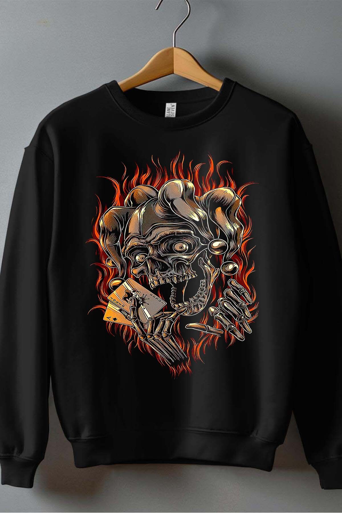 Grossiste I.A.L.D FRANCE - Skull chaos jocker - Sweat Col Rond Homme