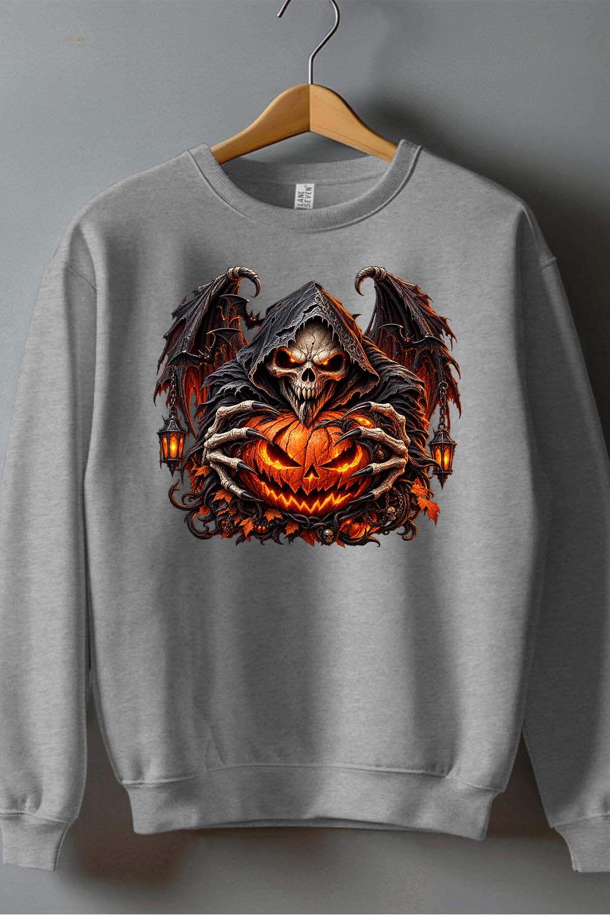 Grossiste I.A.L.D FRANCE - Skull fire halloween - Sweat Col Rond Homme