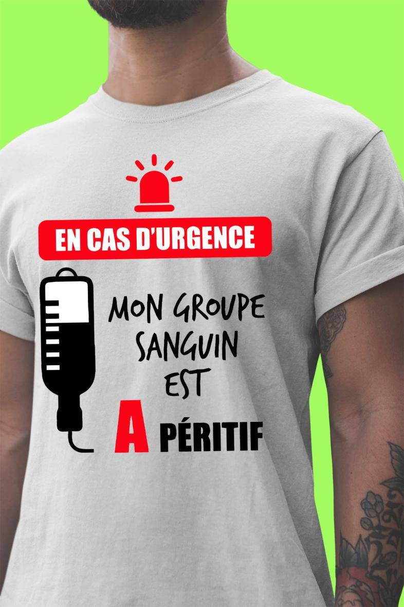 Grossiste I.A.L.D FRANCE - T-shirt Homme Col Rond | Groupe sanguin Apéro