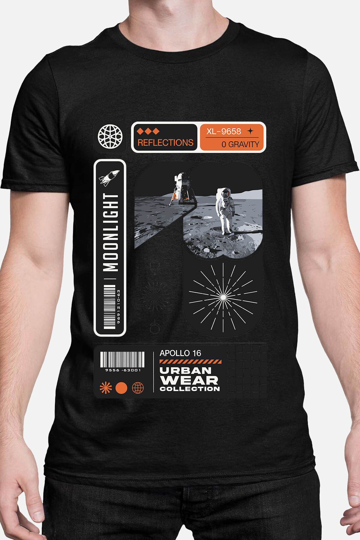 Luz de luna - Man t -shirt - Negro - 1 - formato grande