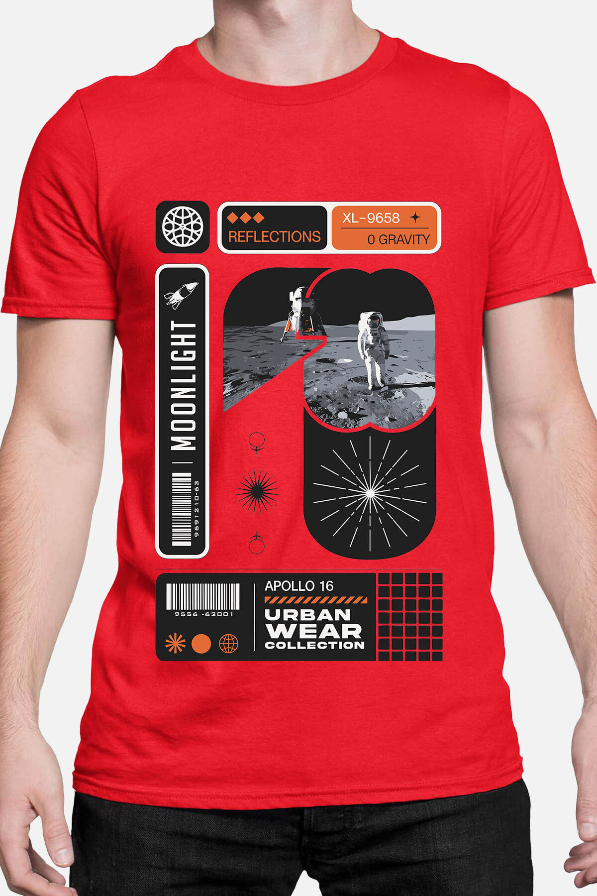 Luz de luna - Man t -shirt - Rojo - 1 - formato grande