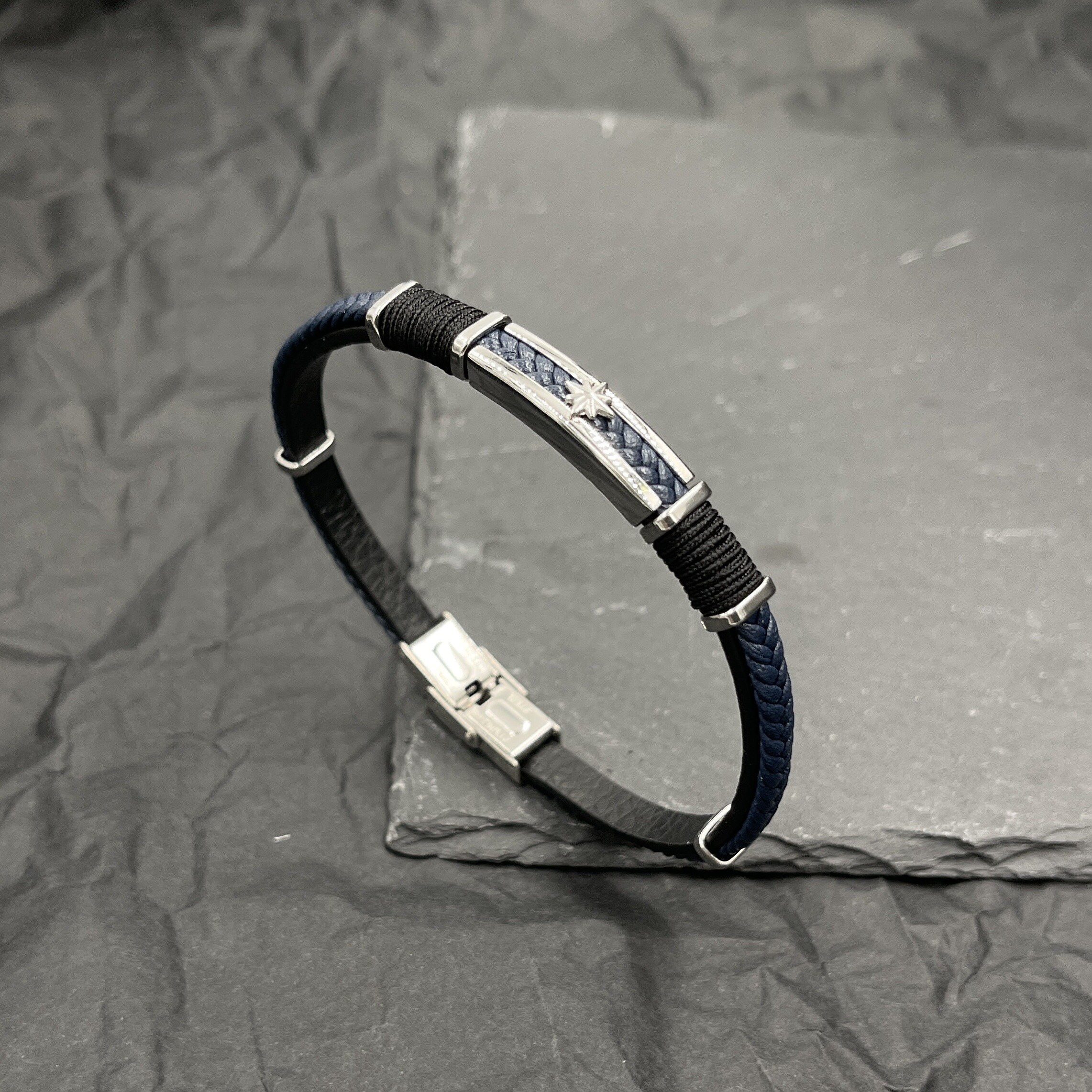 Grossiste I.L JOLI B - Bracelet cuir partie métal en acier inoxydable