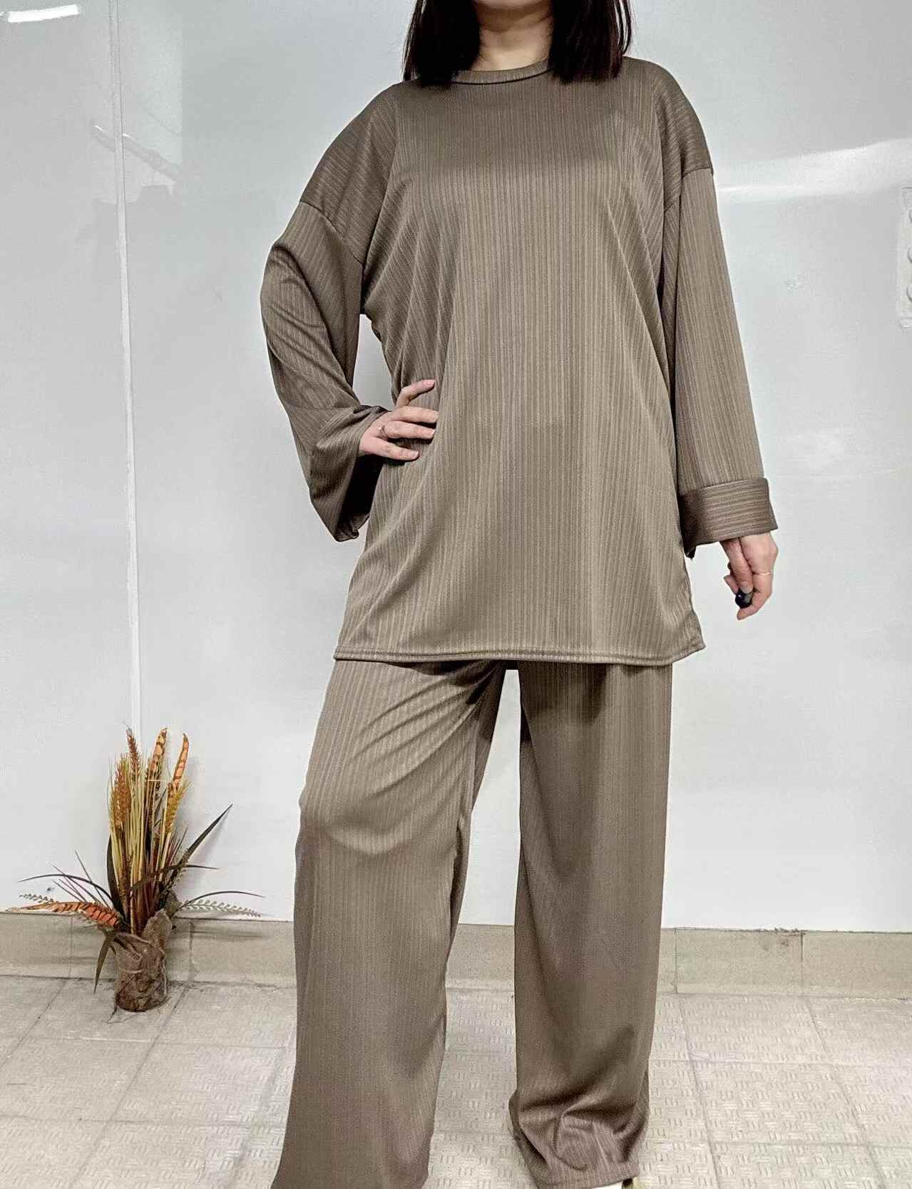 Grossiste I'Mod - Ensemble 2 pièces à rayure élastique tunique et pantalon