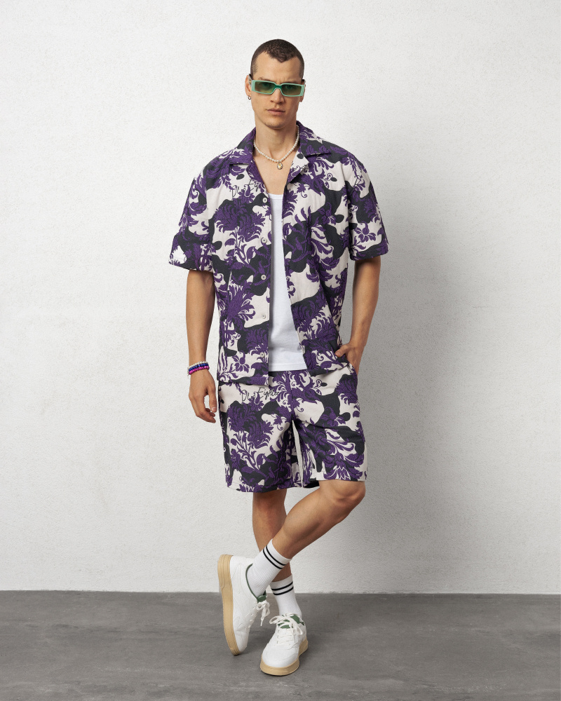Grossiste Invictus Paris - ENSEMBLE CHEMISE SHORT MATIERE EN RELIEF