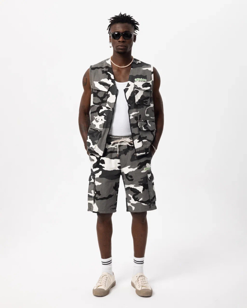 Grossiste Invictus Paris - ENSEMBLE HOMME GILET + SHORT EN  CAMOUFLAGE