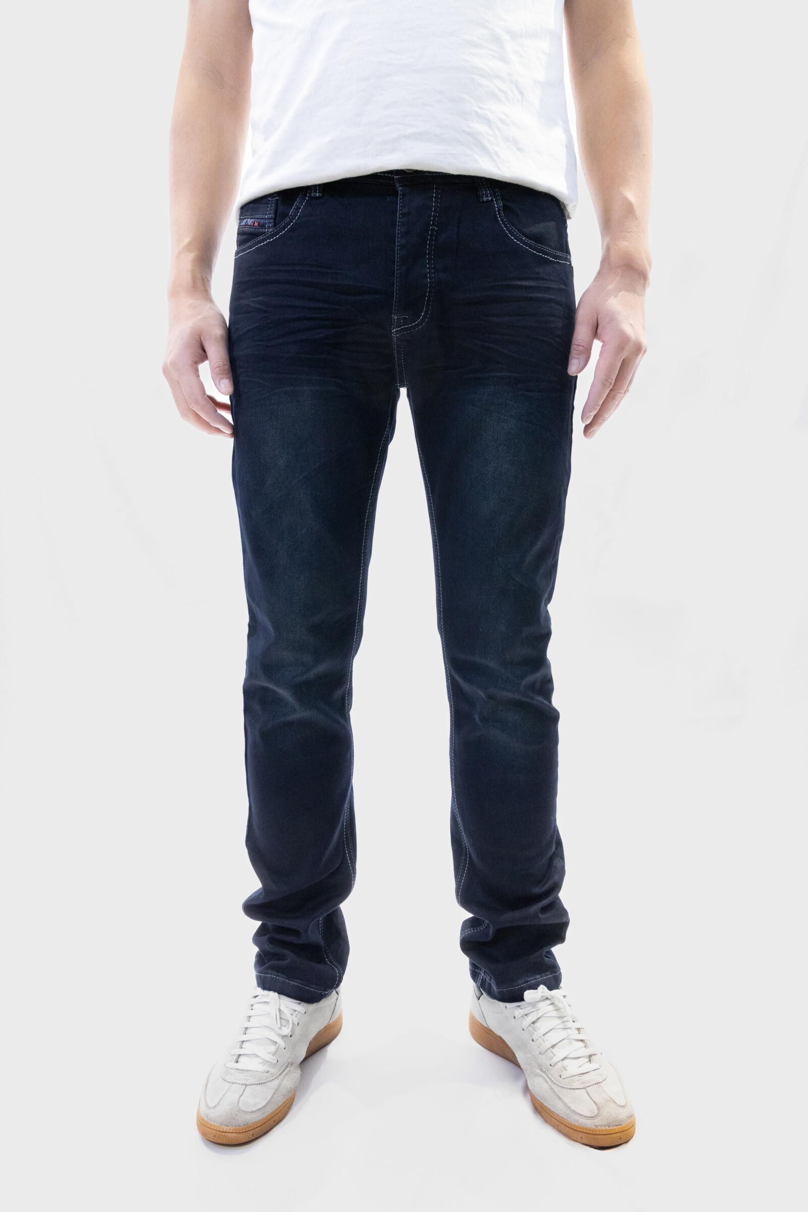 Jeans aderenti lavati in blu scuro - Immagine principale