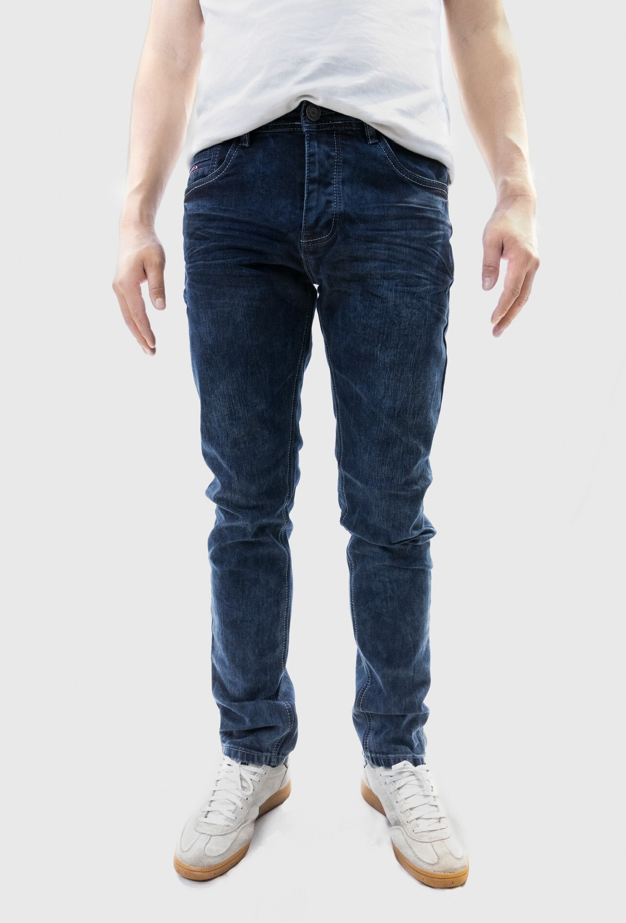 Grossiste Jaylvis - Jeans slim bleu foncé délavé