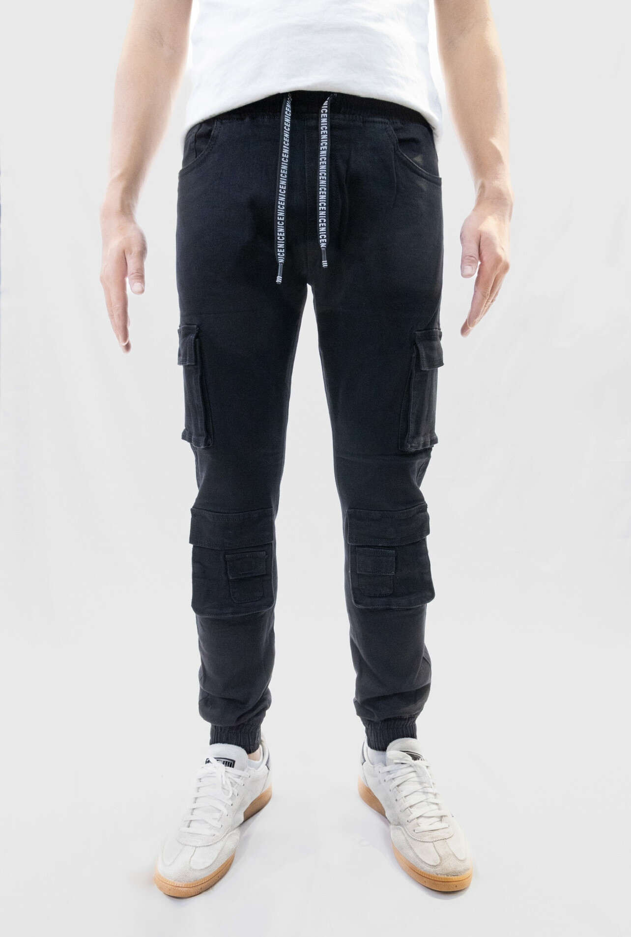 Grossiste Jaylvis - Jeans cargo skinny multipoche noir