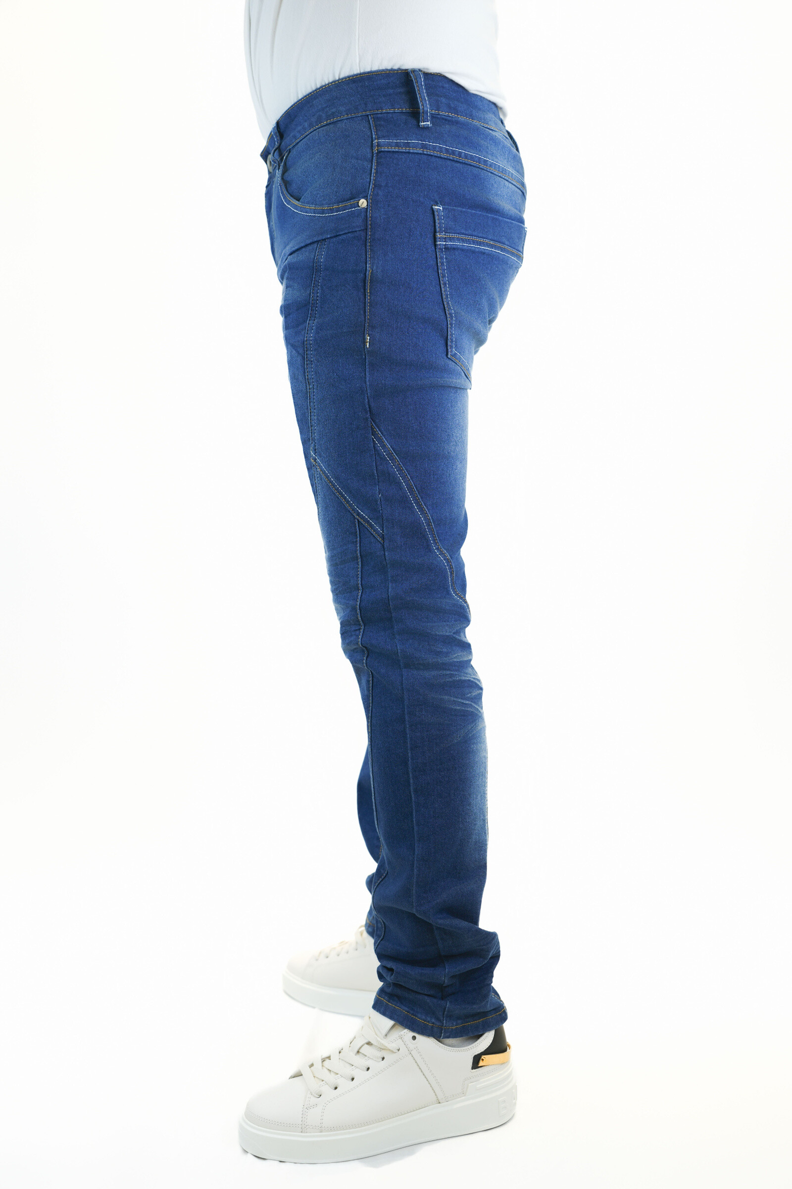 Blue seam fitted jeans - Blue - 2 - large format