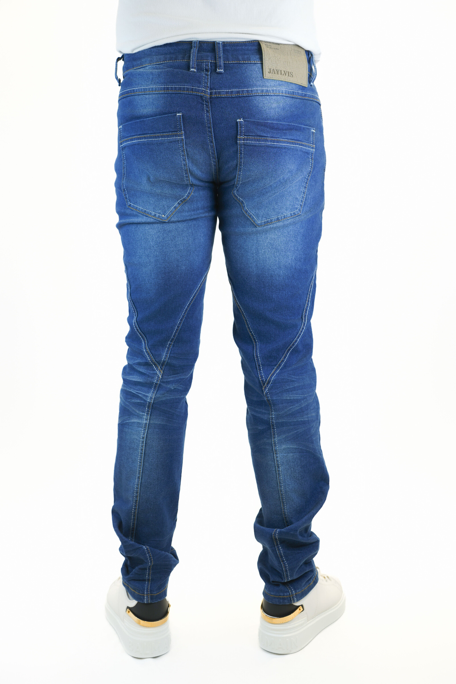 Blue seam fitted jeans - Blue - 3 - large format
