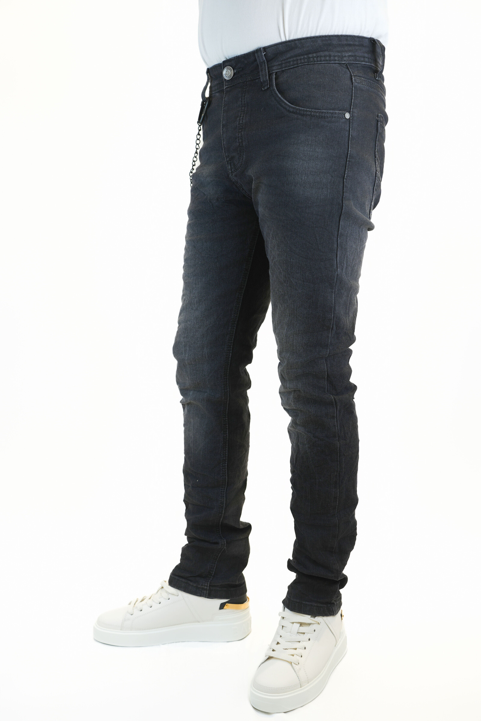 Graue Röhrenjeans mit Kette - Dunkelgrau 2 - Miniaturansicht