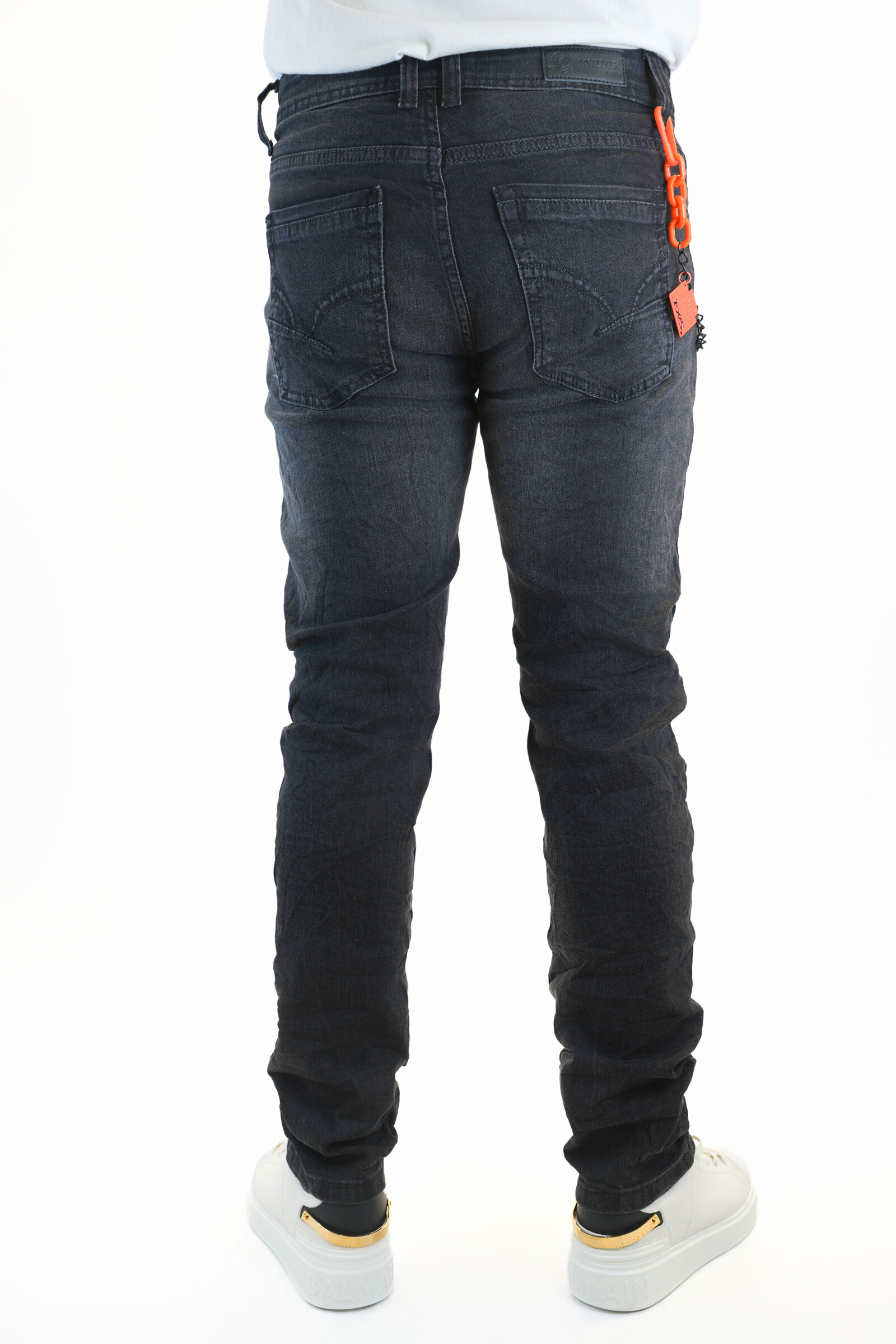 Graue Röhrenjeans mit Kette - Dunkelgrau - 4 - Großformat