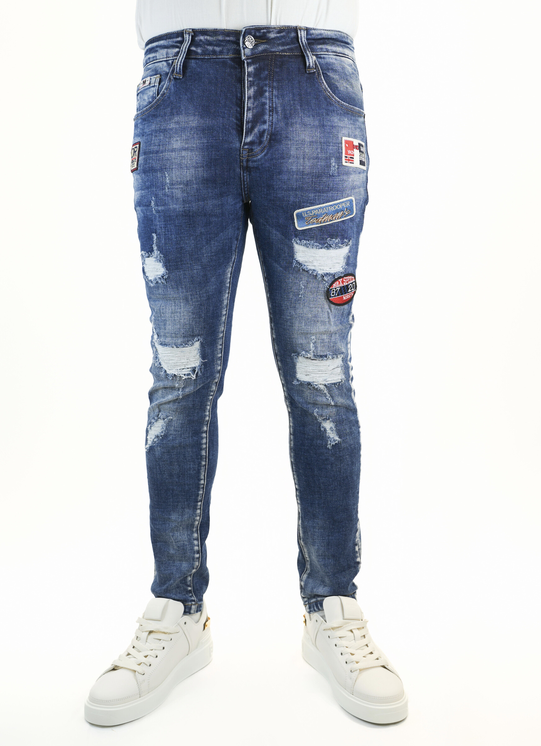 Wholesaler Jaylvis - Blue ripped skinny jeans with patch