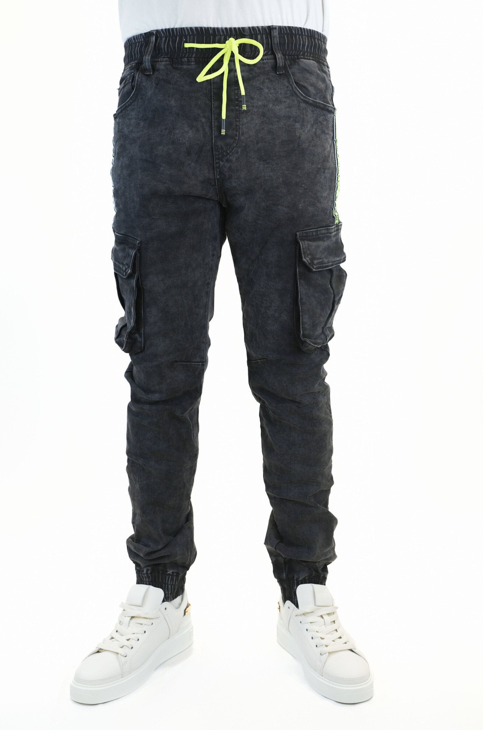 Wholesaler Jaylvis - Gray cargo jeans with lacing