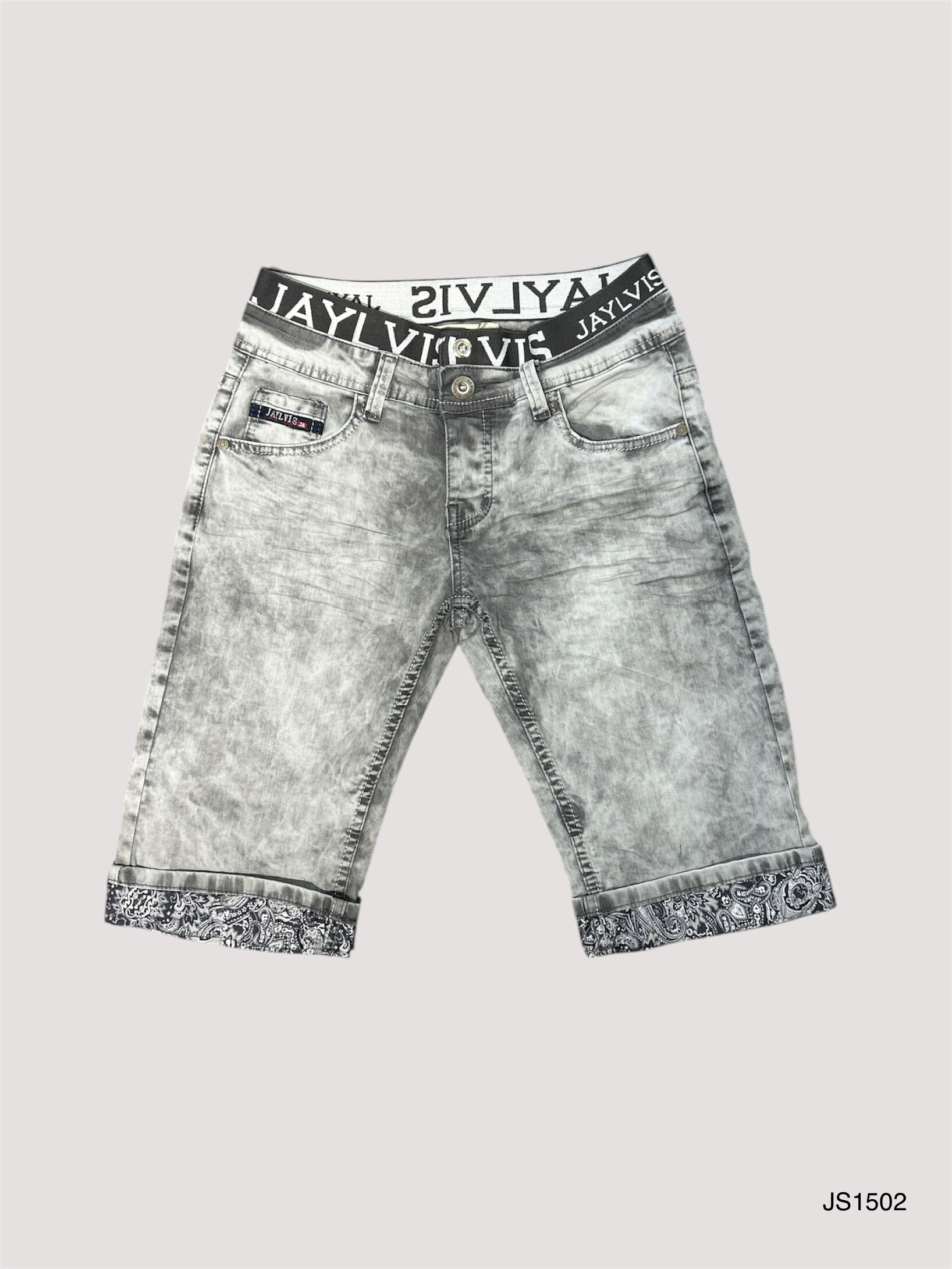 Grossiste Jaylvis - Short jean gris clair délavé