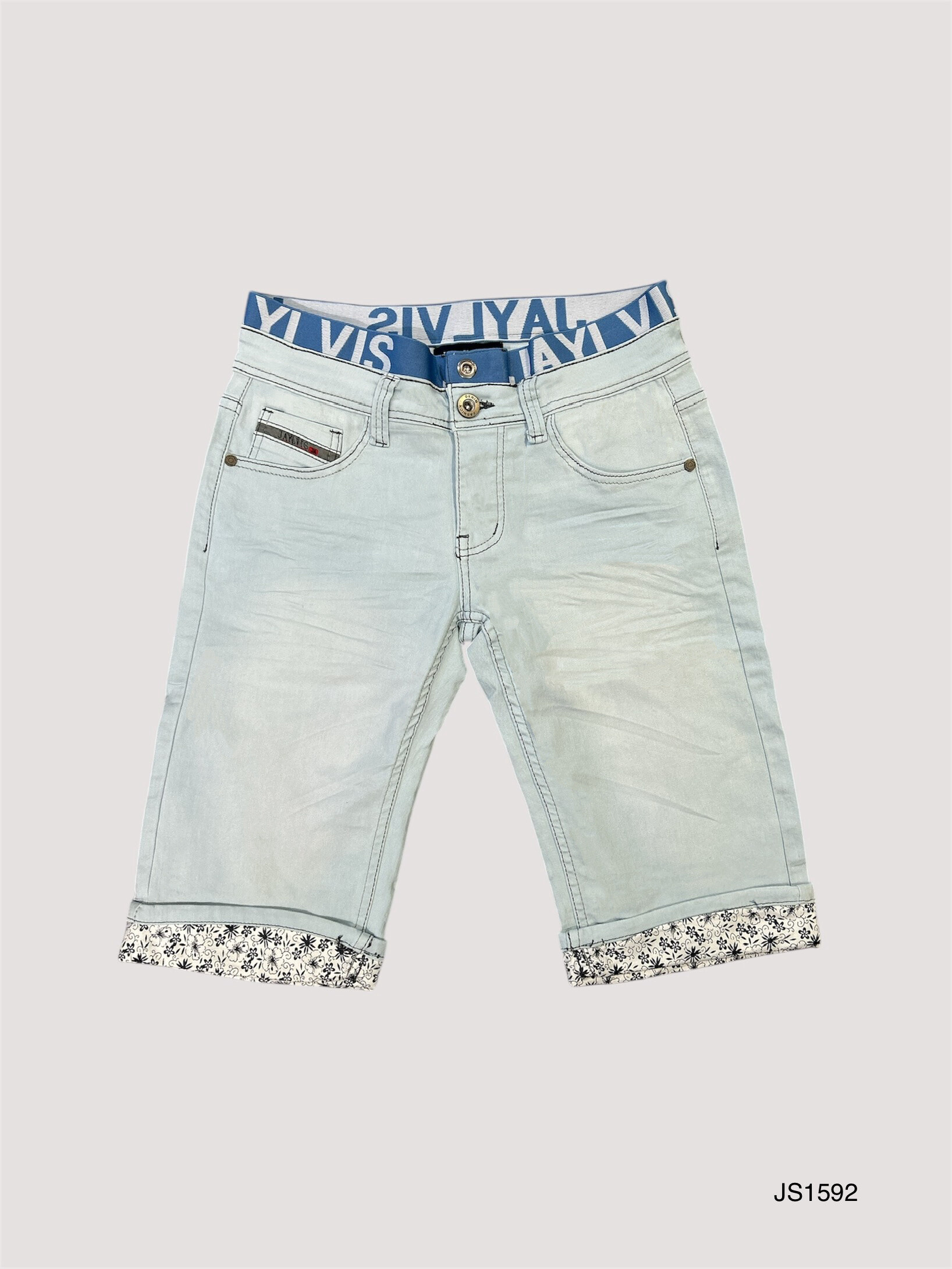 Mayorista Jaylvis - Pantalones cortos de jeans azules descoloridos