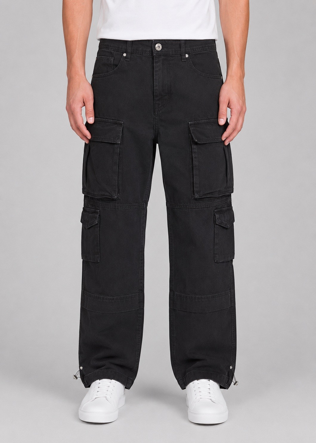 Großhändler Jaylvis - Multi -Pocket -schwarze Frachtjeans