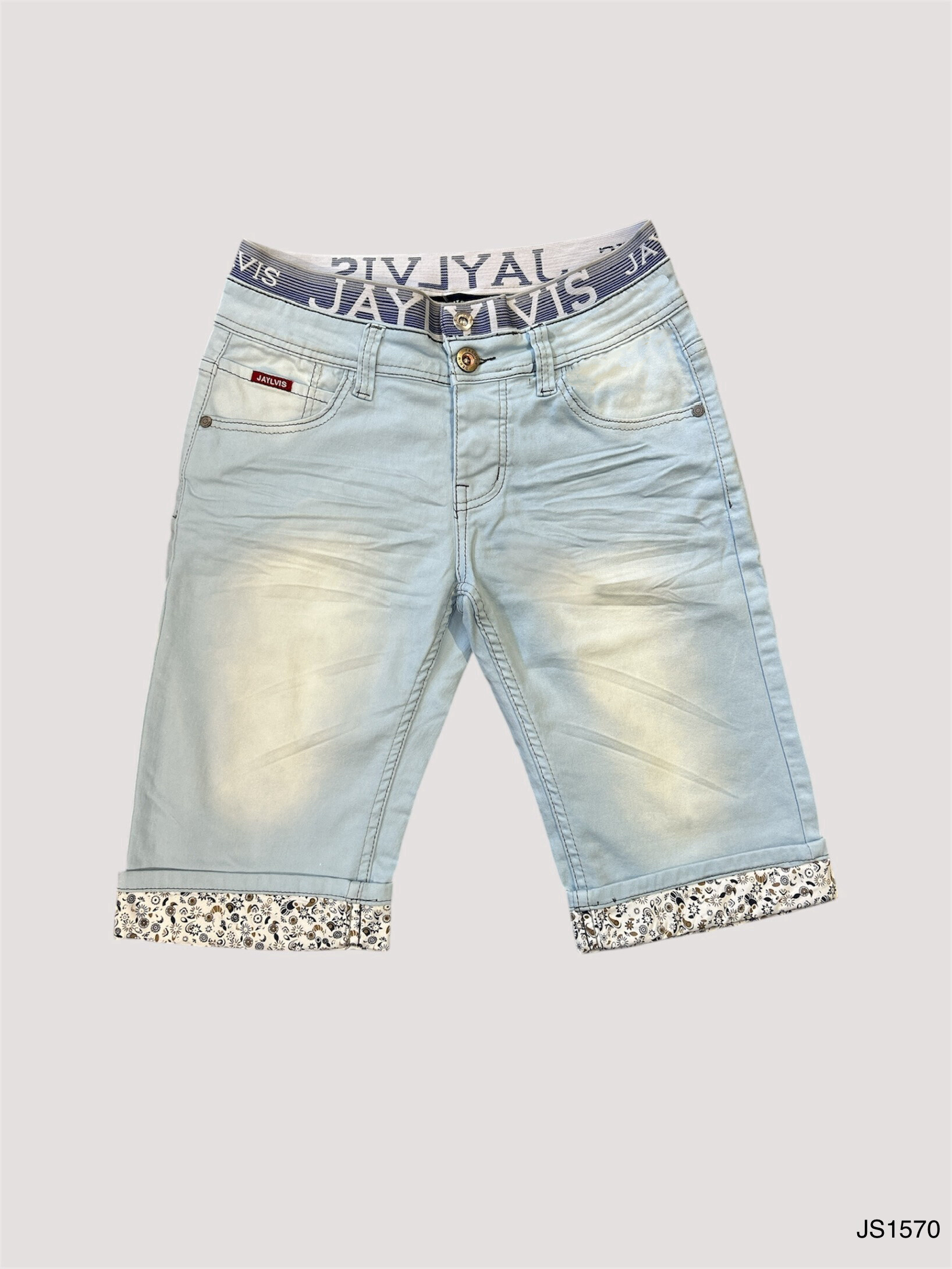 Mayorista Jaylvis - Estiramiento de jeans azules con problemas