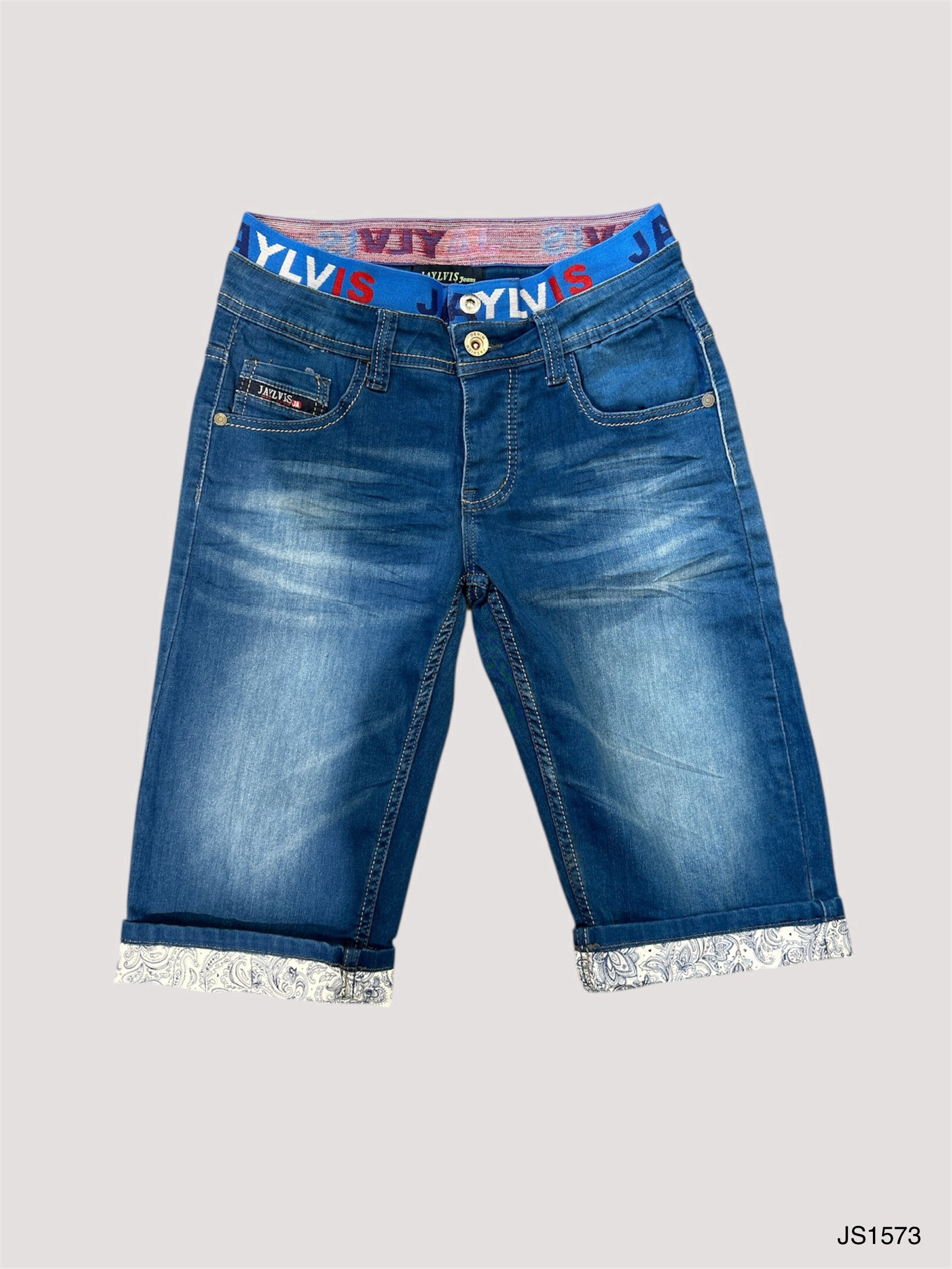 Mayorista Jaylvis - Estiramiento de jeans azules con problemas