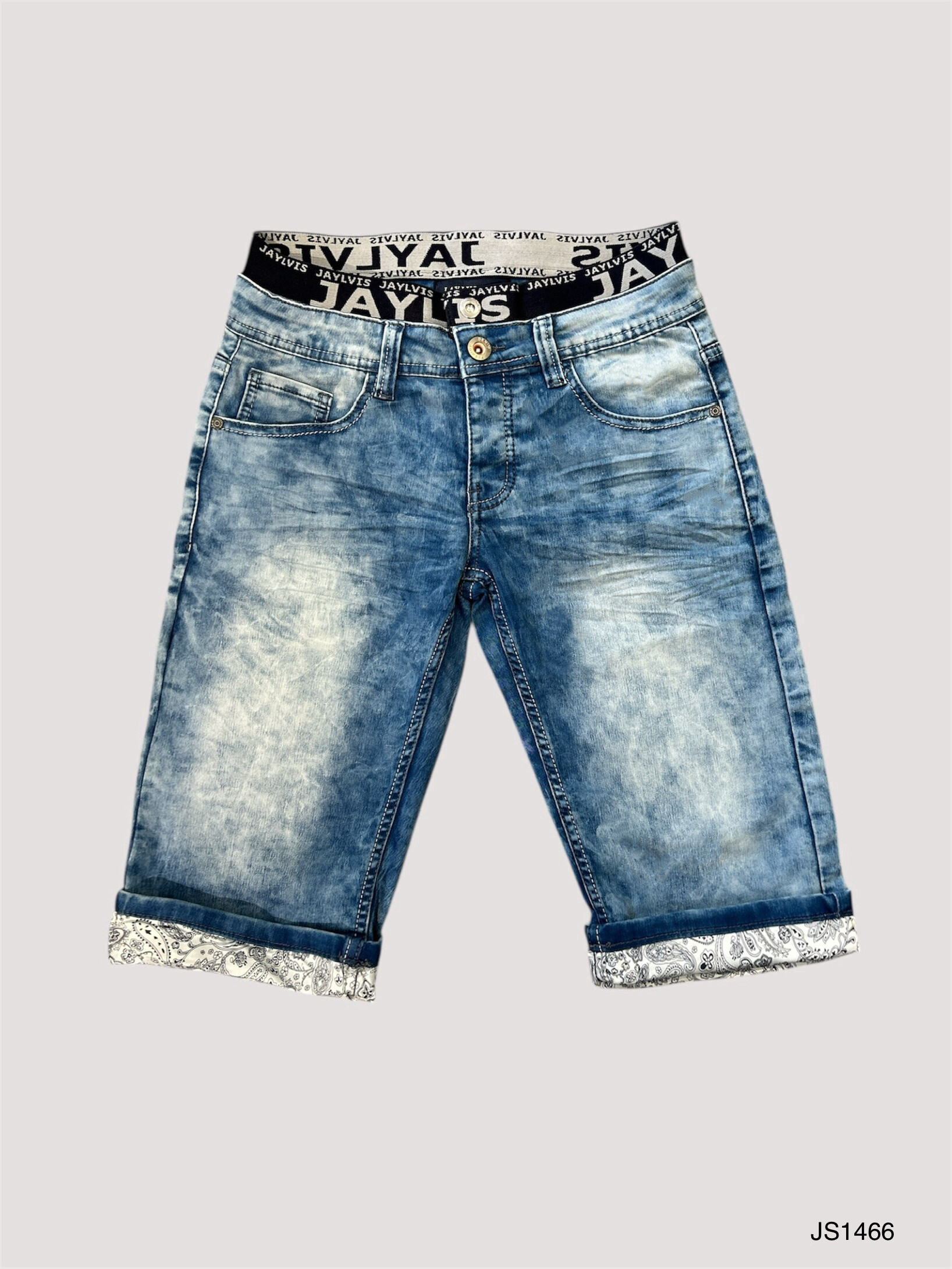 Mayorista Jaylvis - Estiramiento de jeans azules con problemas