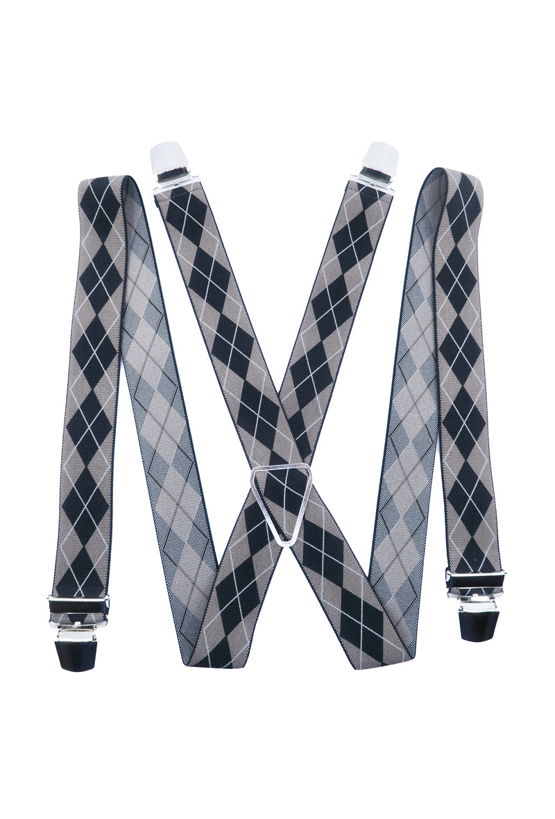Wholesaler JCL - Elastic suspenders "X" 35mm made in France ajustable Pattern cashmere