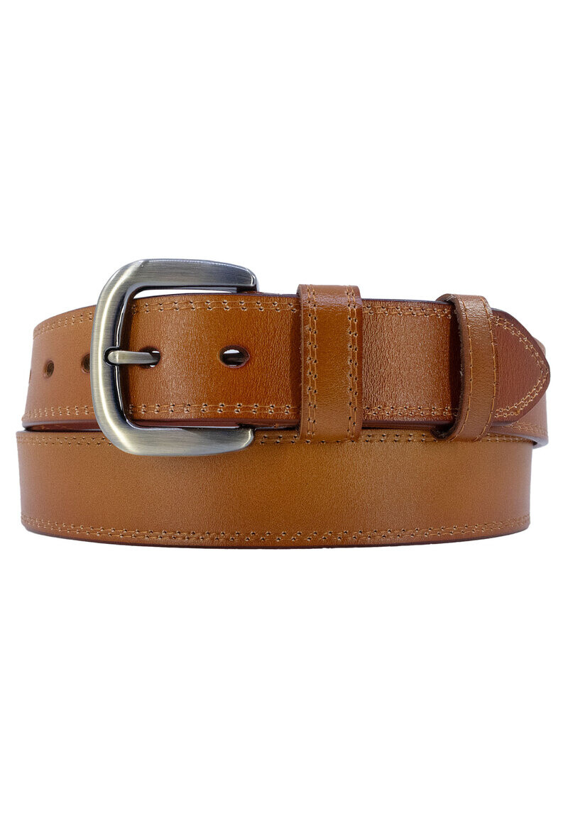 Wholesaler JCL - Leather belt for jeans 4cm wide brass-colored buckle