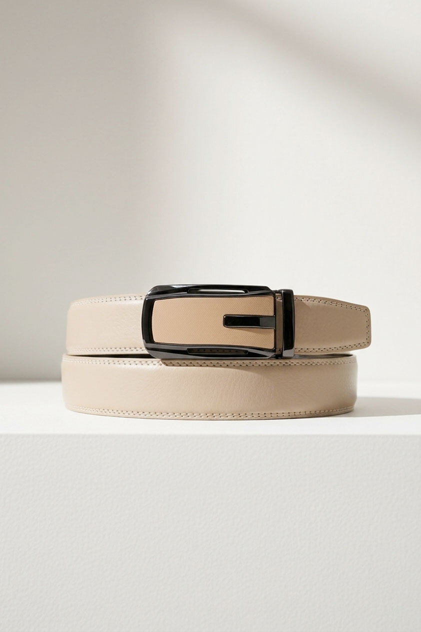 Wholesaler JCL - Men's automatic belt without holes, 35 mm wide, made of cowhide split leather