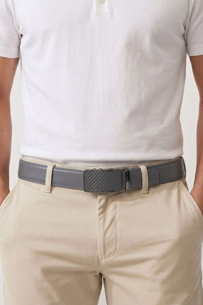 Wholesaler JCL - Men's automatic belt without holes, 35 mm wide, made of split cowhide leather
