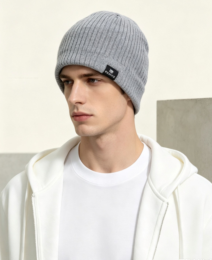 Mayorista JERRY.AMY - Gorro esencial de punto acanalado para hombre con borde limpio