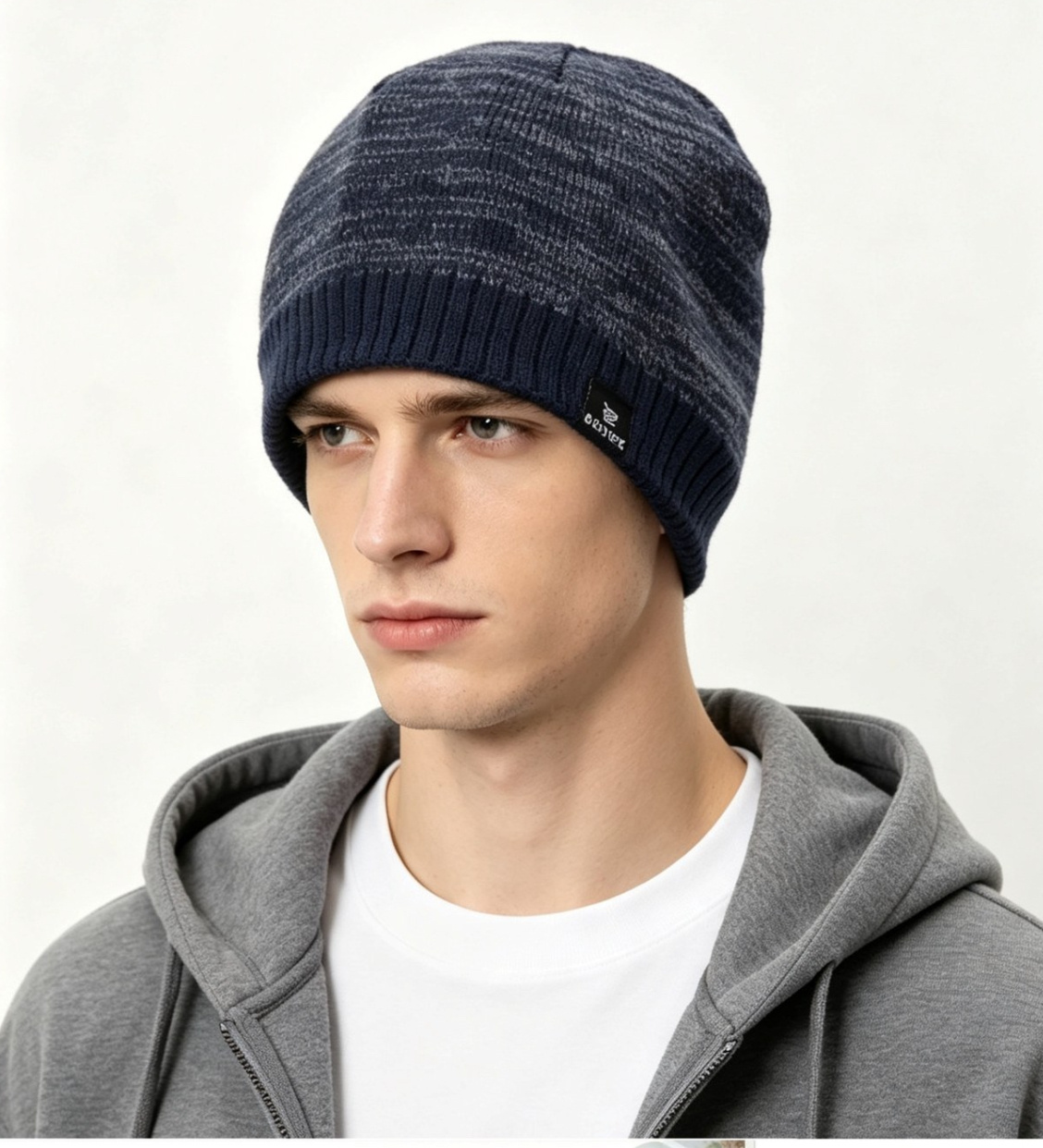 Mayorista JERRY.AMY - Gorro de hombre en punto jaspeado degradado con borde acanalado