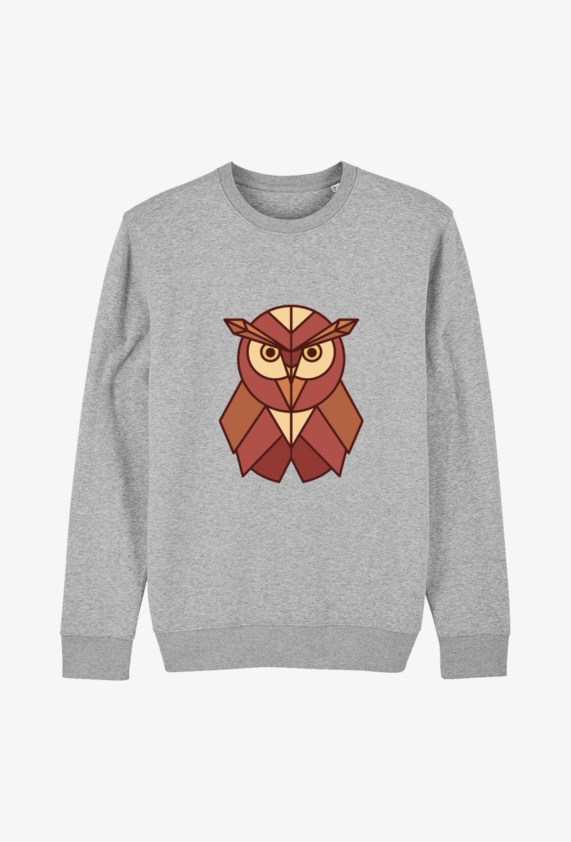 Mayorista Kapsul - Sudadera de adulto gris - Búho geométrico
