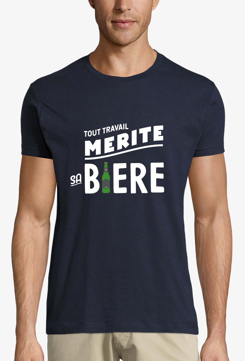 Grossiste Kapsul - T-shirt  adulte Homme - Tout travail mérite sa bière