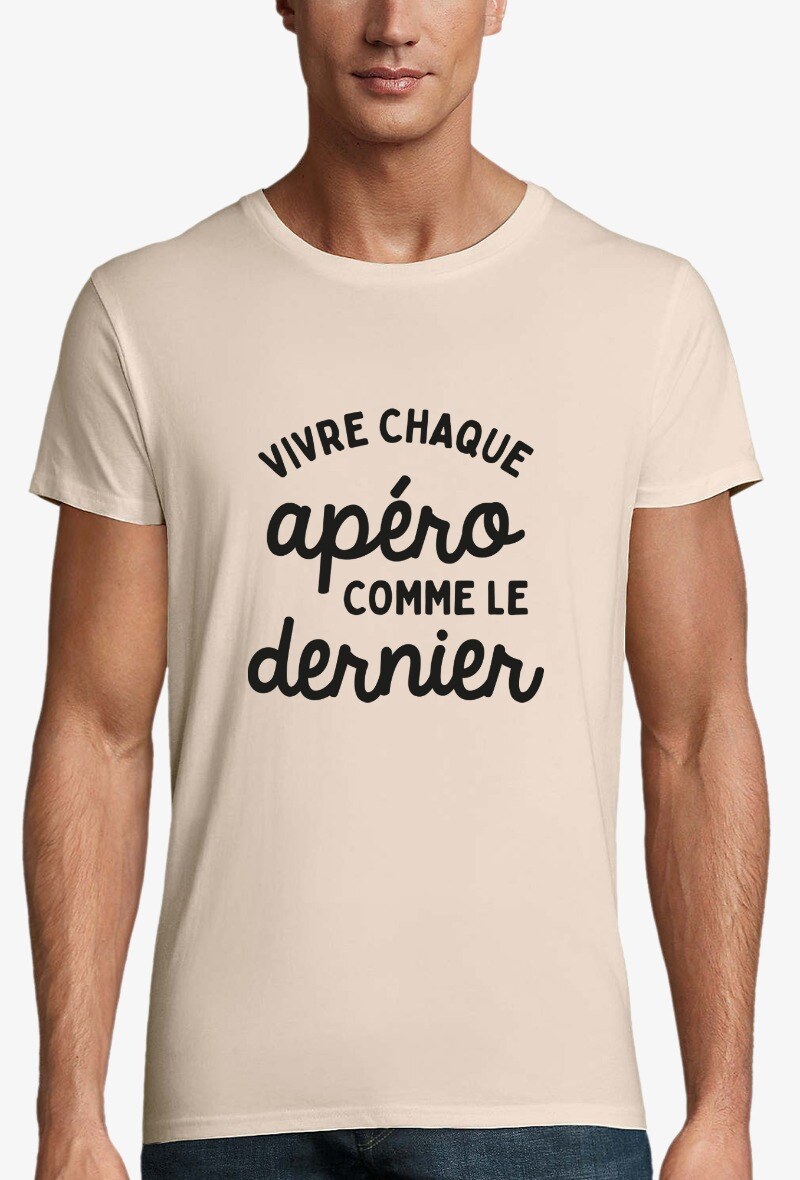 Grossiste Kapsul - T-shirt  adulte Homme -Vivre chaque apéro comme le dernier