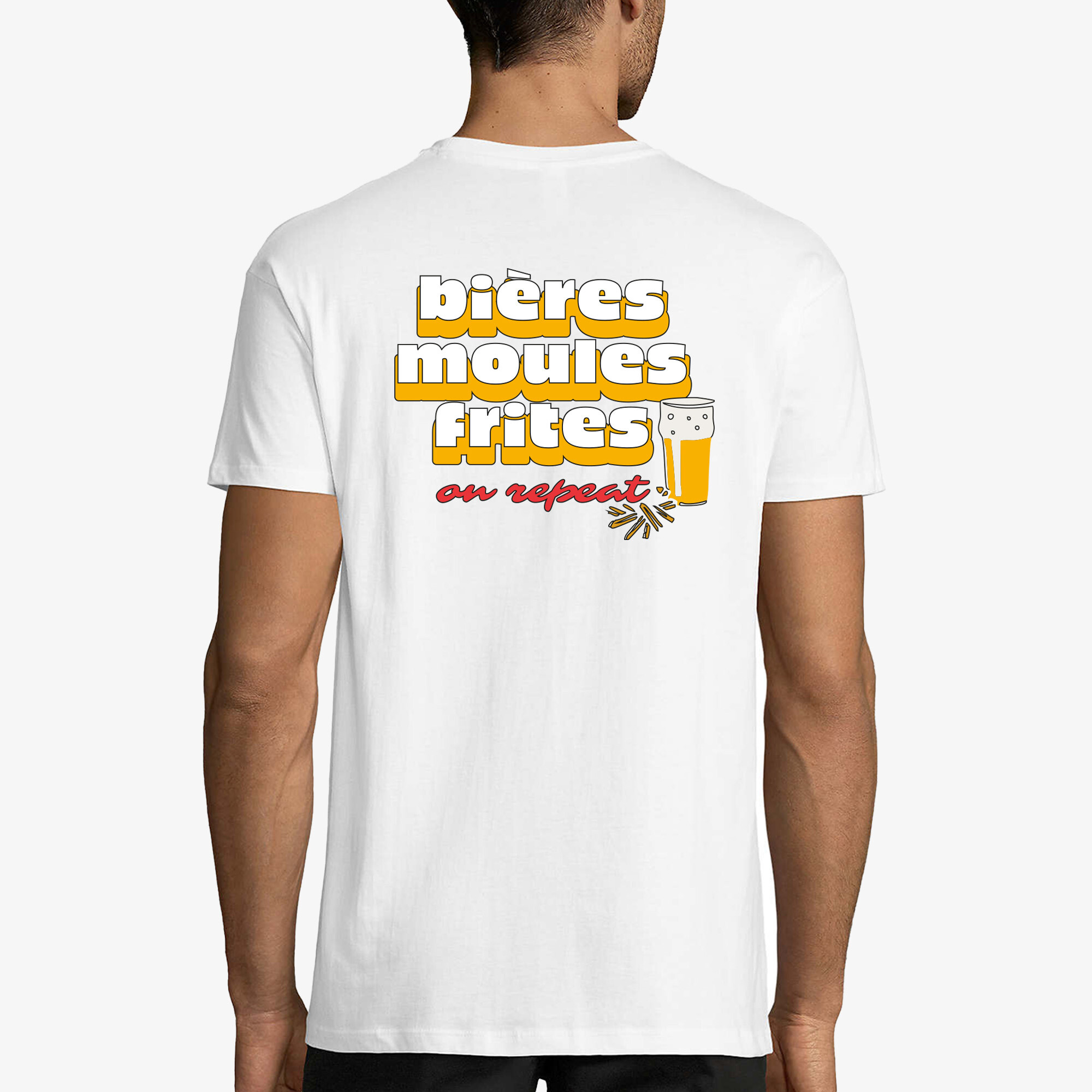 Grossiste Kapsul - T-shirt Homme - Bières Moules Frites en boucle