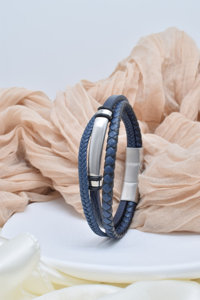 Grossiste Kapyco - Bracelet homme cuir et acier inoxydable