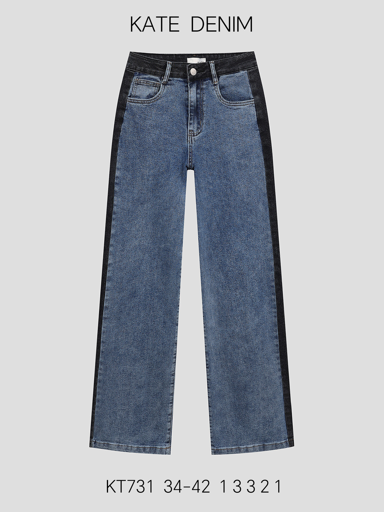 Großhändler KATE DENIM - Jeans mit Bündchen, rohes Indigoblau