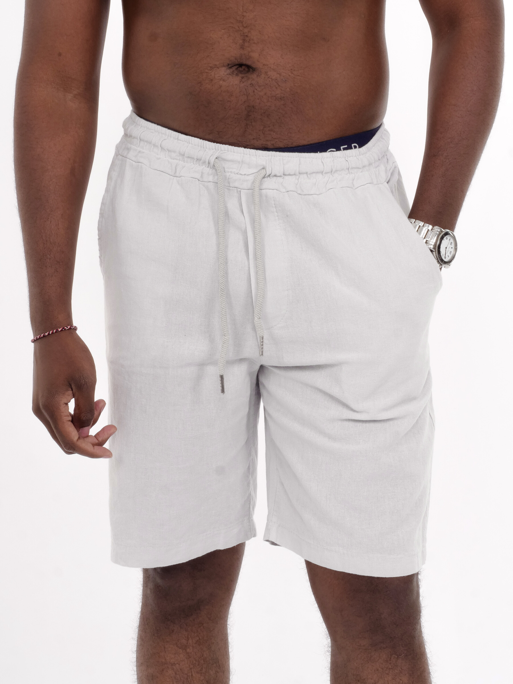 Großhändler Kenzarro - BERMUDAHOSE AUS BAUMWOLLE UND LEINEN, ELASTISCHER BUND MIT KORDELZUG