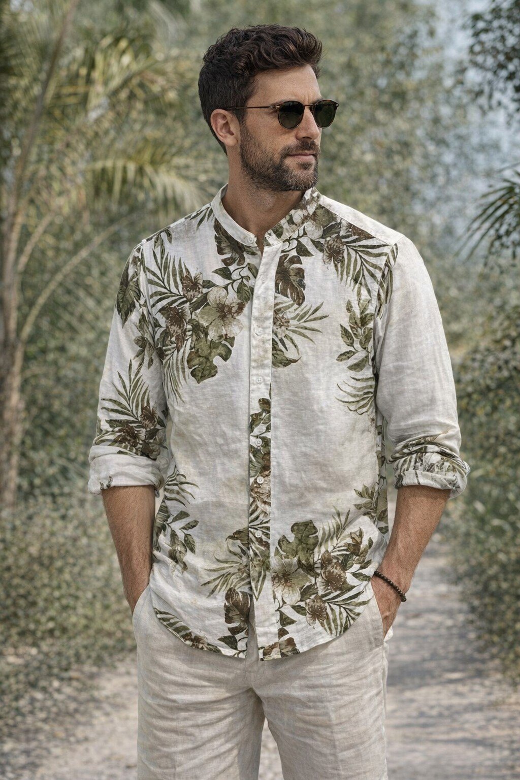 Mayorista KIS₂ - CAMISA DE HOMBRE CON ESTAMPADOS EN LINO CÓMODO MANGA LARGA BOTONES FRONTALES CON TALLAS