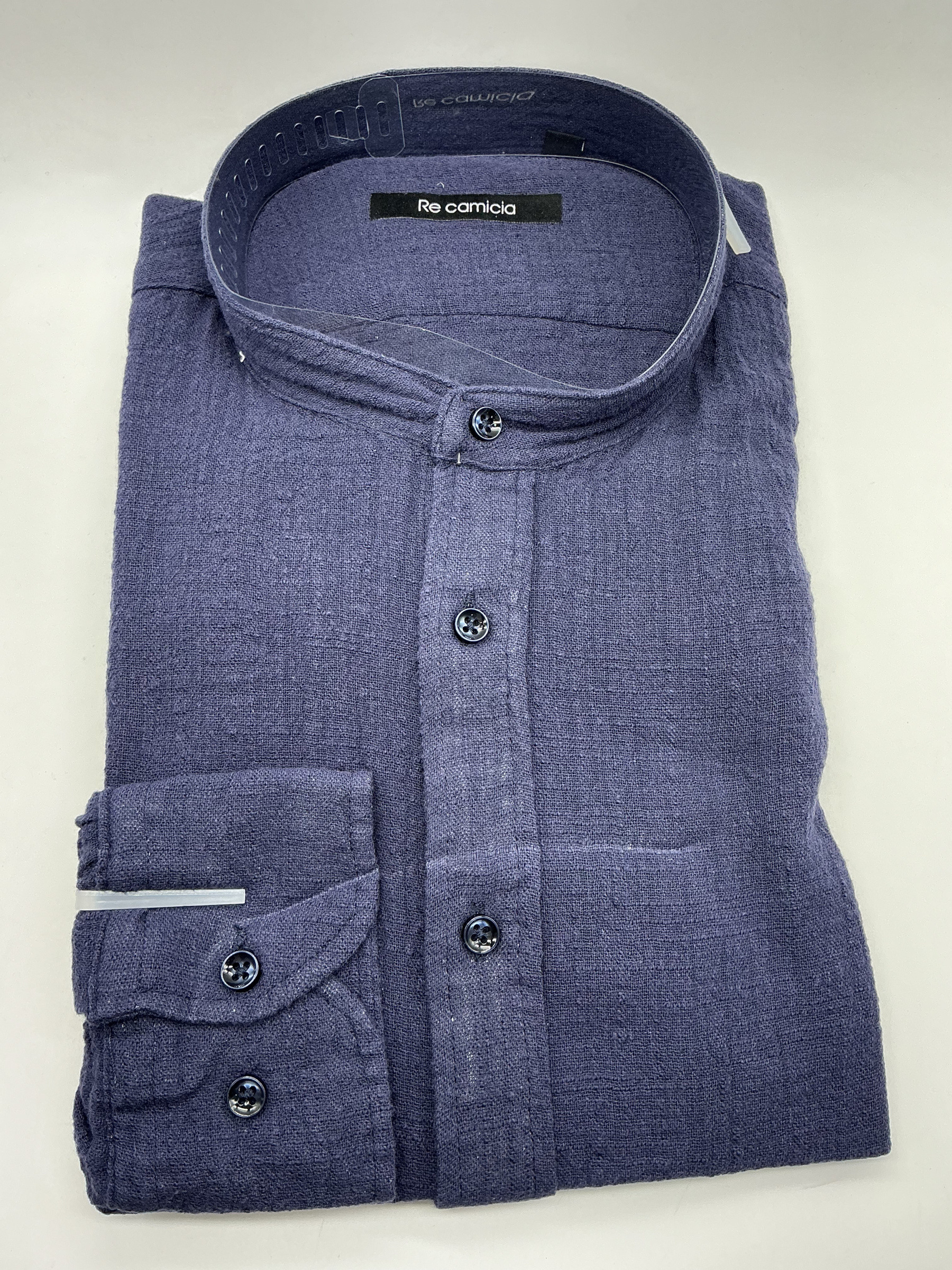Grossiste KIS₂ - CHEMISE HOMME EN LIN MÉLANGÉ CONFORTABLE COL MAO MANCHES LONGUES BOUTONS FRONTAUX COULEUR UNIE AVEC TAILLES