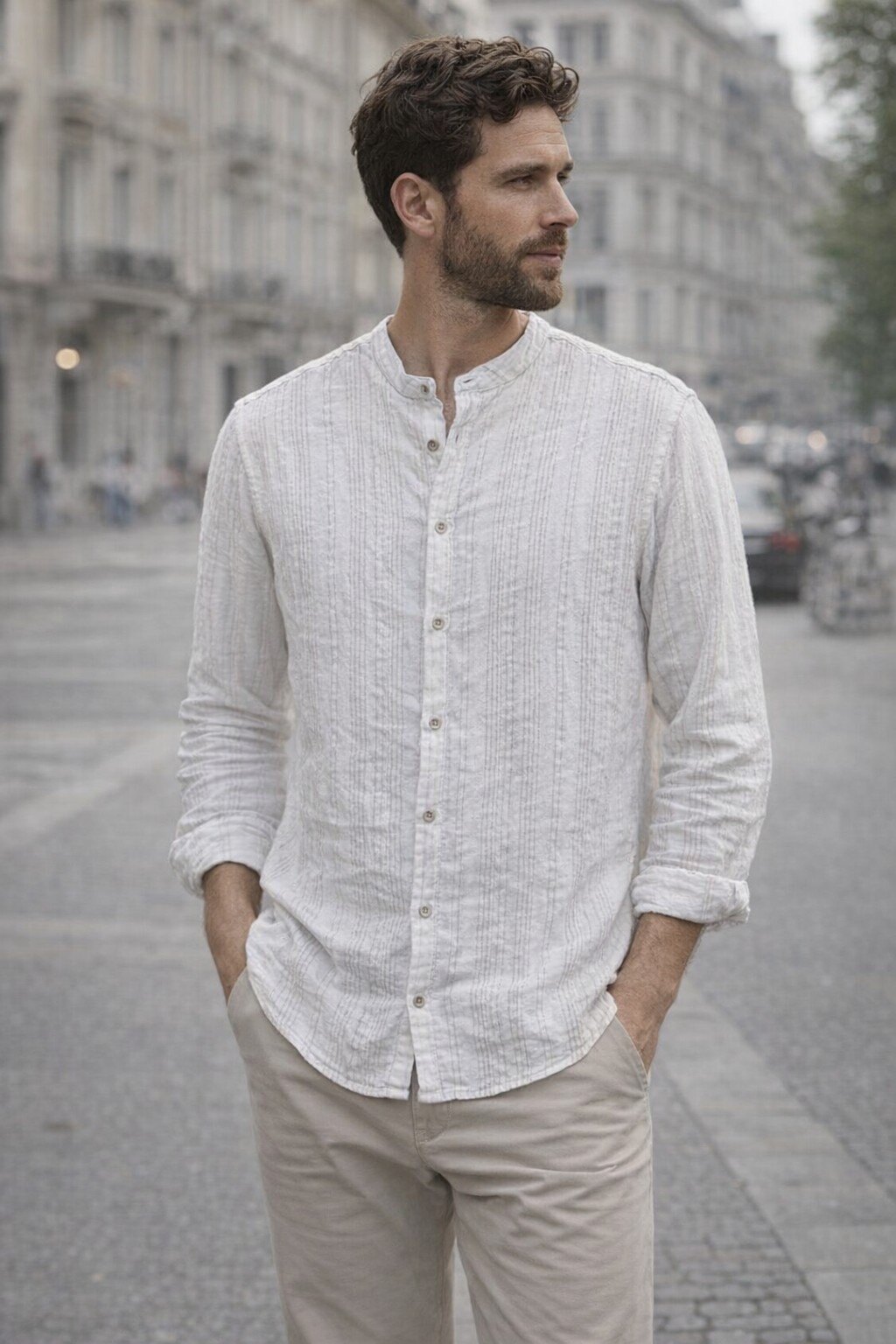 Mayorista KIS₂ - CAMISA DE HOMBRE CON ESTAMPADOS EN LINO CÓMODO MANGA LARGA BOTONES FRONTALES CON TALLAS