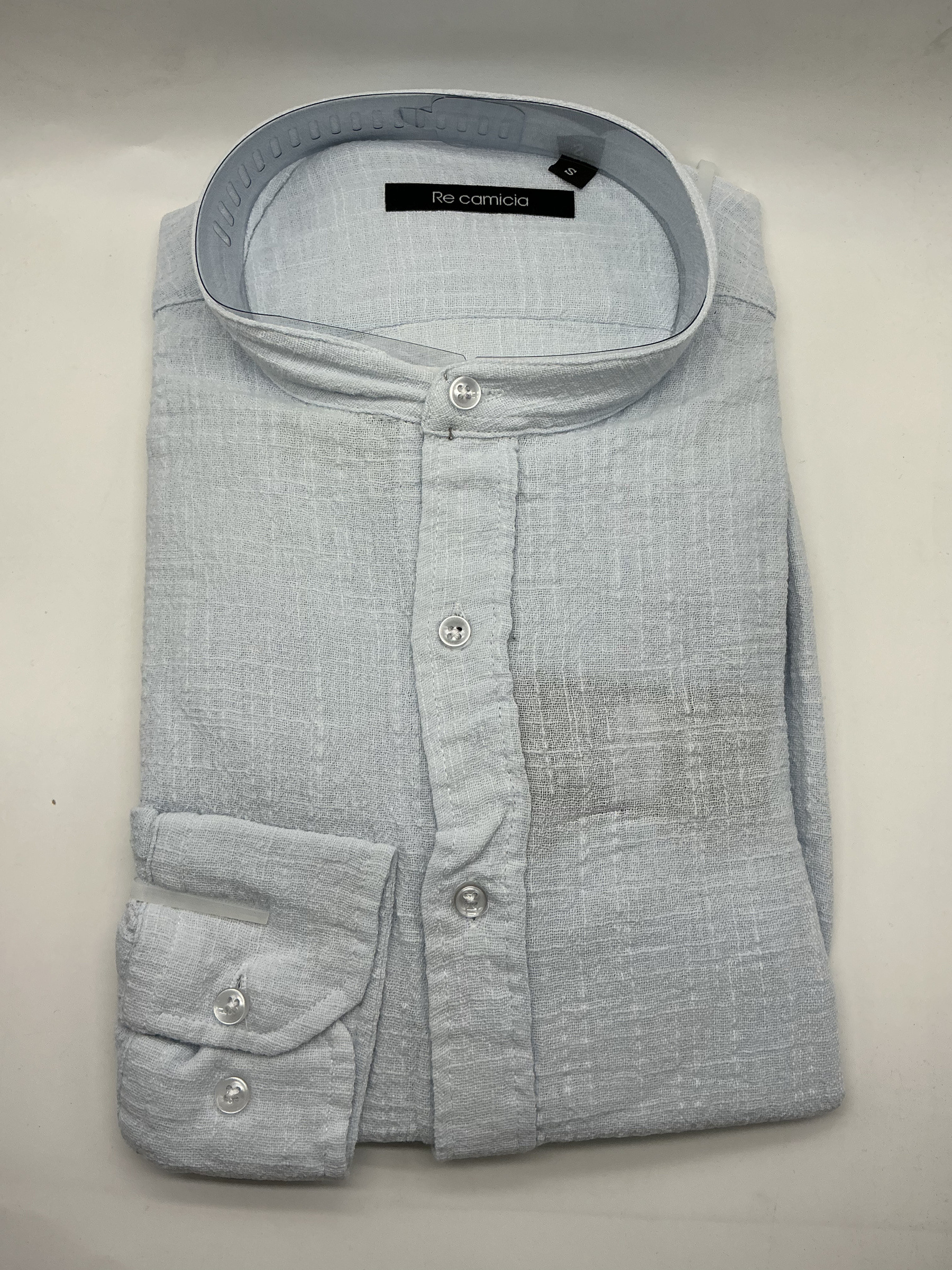 Grossiste KIS₂ - CHEMISE HOMME EN LIN MÉLANGÉ CONFORTABLE COL MAO MANCHES LONGUES BOUTONS FRONTAUX UNIE AVEC TAILLES