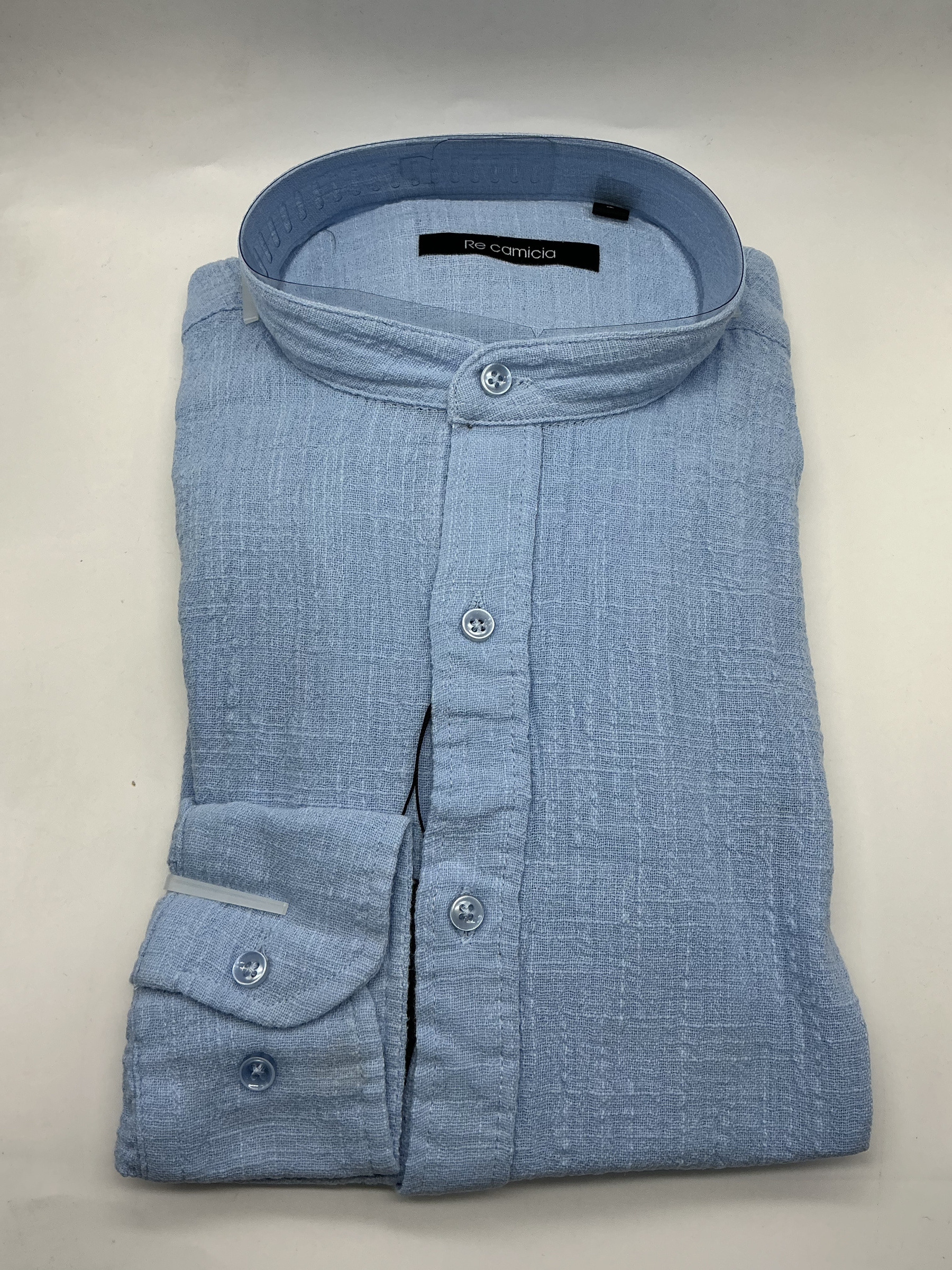 Grossiste KIS₂ - CHEMISE HOMME EN LIN MÉLANGÉ CONFORTABLE COL MAO MANCHES LONGUES BOUTONS FRONTAUX COULEUR UNIE AVEC TAILLES