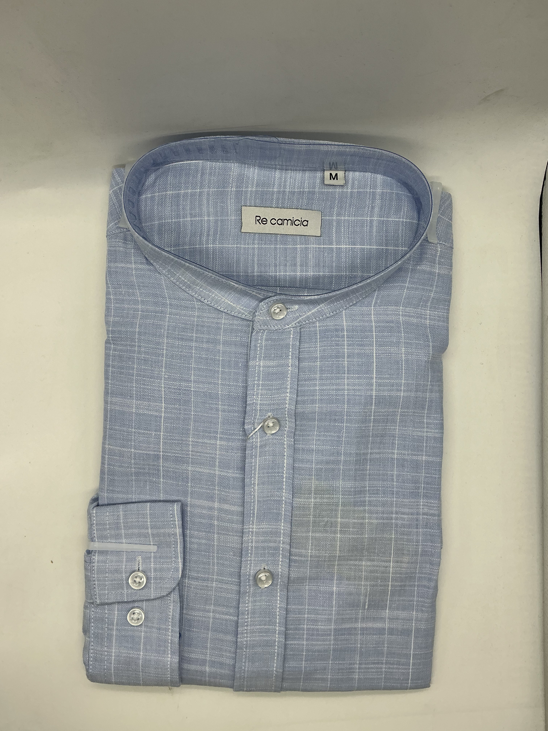 Mayorista KIS₂ - CAMISA DE HOMBRE EN MEZCLA DE LINO CÓMODA CUELLO MAO MANGA LARGA BOTONES FRONTALES CON TALLAS