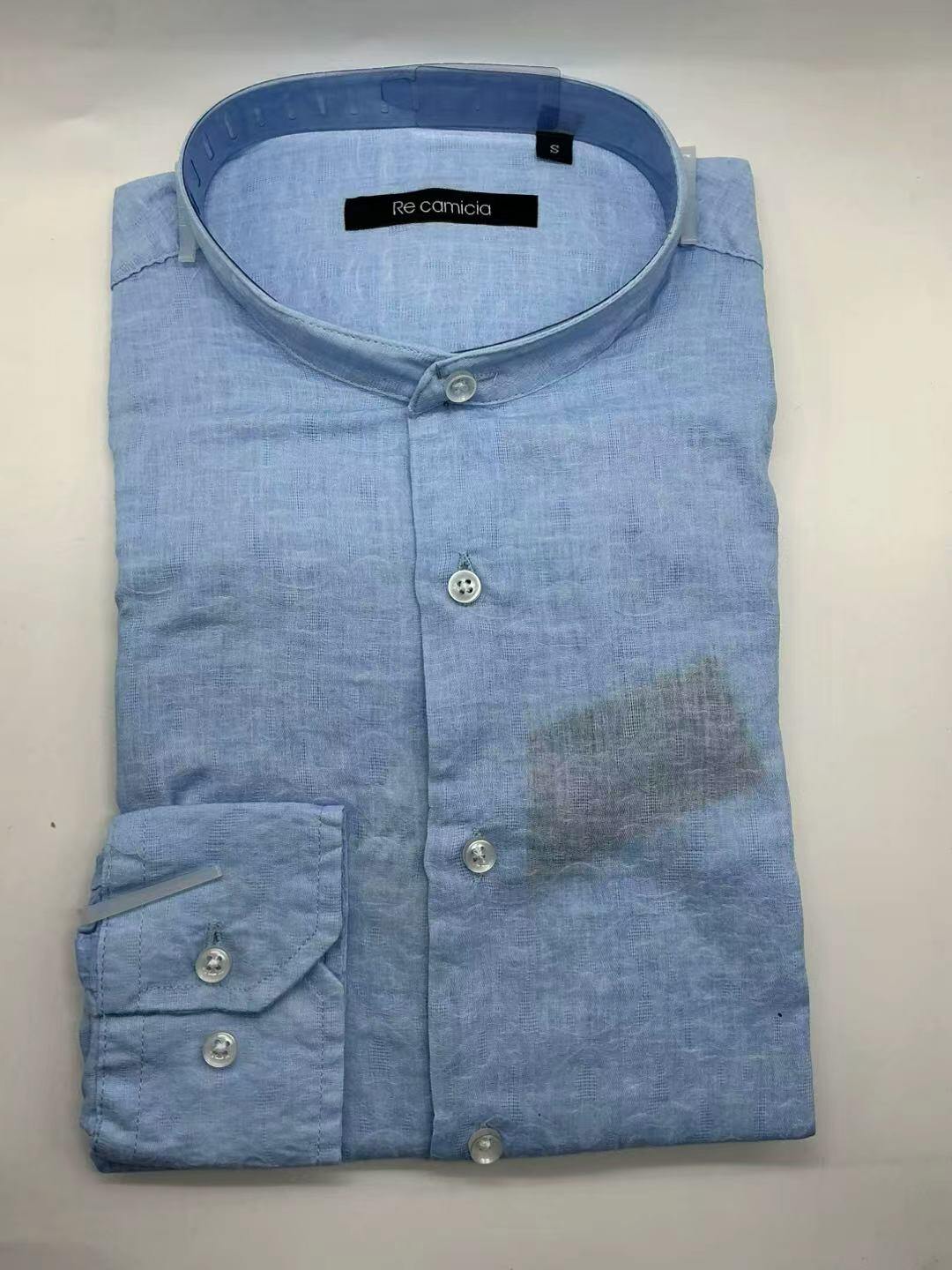Grossiste KIS₂ - CHEMISE HOMME EN LIN MÉLANGÉ CONFORTABLE COL MAO MANCHES LONGUES BOUTONS FRONTAUX COULEUR UNIE AVEC TAILLES