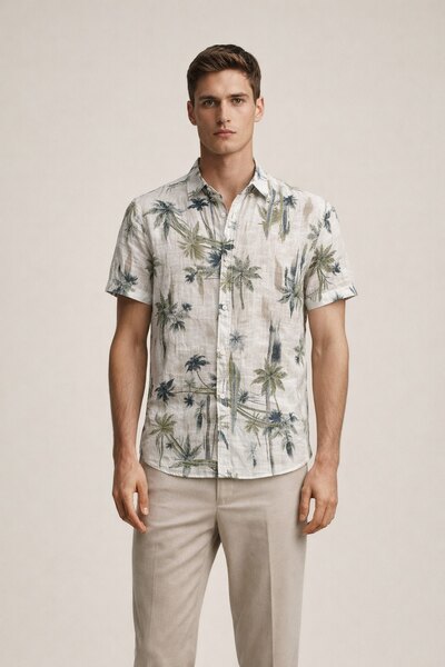 Wholesaler KIS₂ - MEN'S SHORT SLEEVE SHIRT WITH FLORAL PRINT AND COLLAR AVAILABLE IN SIZES Wholesaler KIS₂ - MEN'S SHORT SLEEVE SHIRT WITH FLORAL PRINT AND COLLAR AVAILABLE IN SIZES