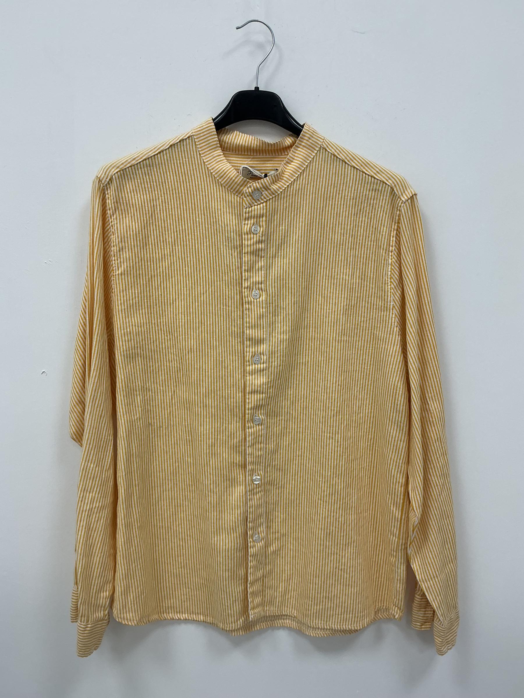 Grossiste KIS₂ - CHEMISE HOMME À RAYURES EN LIN MANCHES LONGUES COL MAO BOUTONS DEVANT AVEC TAILLES